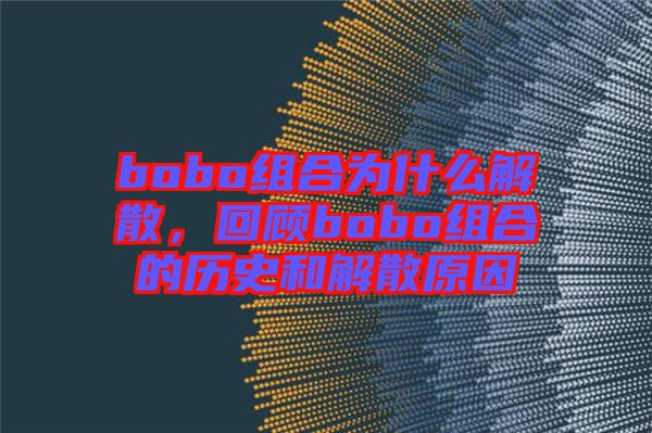 bobo組合為什么解散，回顧bobo組合的歷史和解散原因