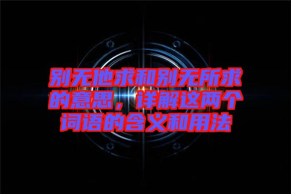 別無他求和別無所求的意思，詳解這兩個詞語的含義和用法