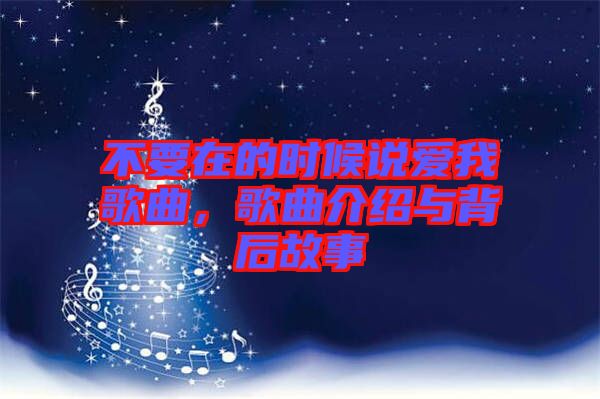 不要在的時候說愛我歌曲，歌曲介紹與背后故事
