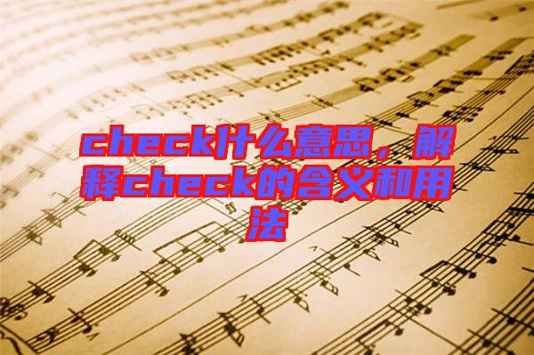 check什么意思，解釋check的含義和用法