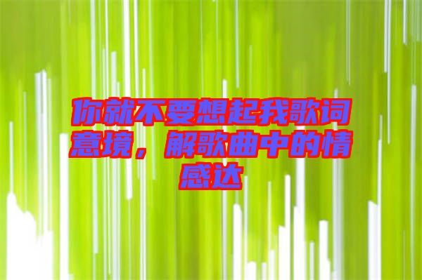 你就不要想起我歌詞意境，解歌曲中的情感達(dá)