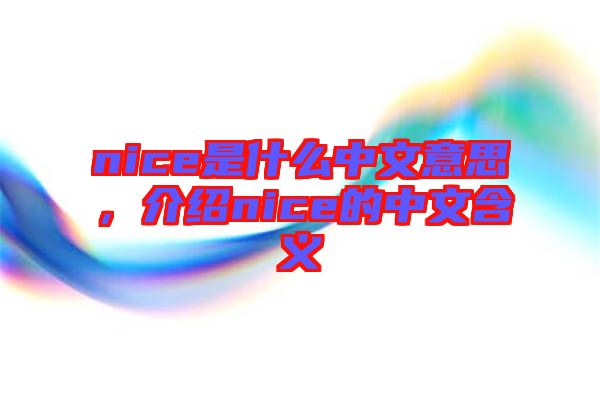 nice是什么中文意思，介紹nice的中文含義