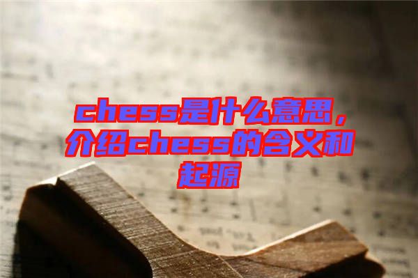 chess是什么意思，介紹chess的含義和起源