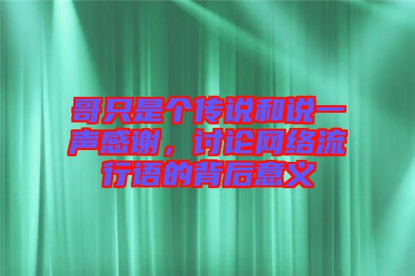 哥只是個(gè)傳說和說一聲感謝，討論網(wǎng)絡(luò)流行語的背后意義