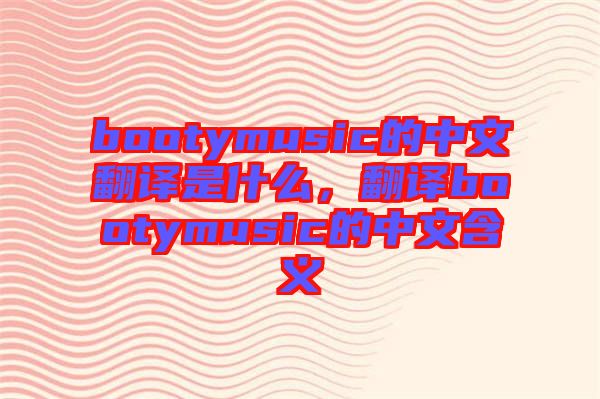bootymusic的中文翻譯是什么，翻譯bootymusic的中文含義