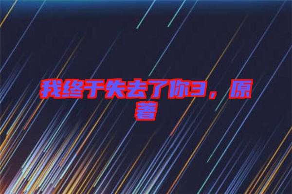 我終于失去了你3，原著
