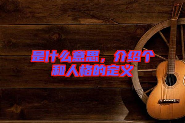 是什么意思，介紹個和人格的定義