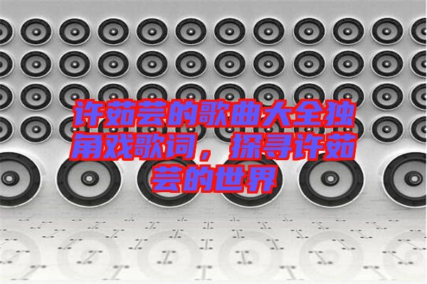 許茹蕓的歌曲大全獨(dú)角戲歌詞，探尋許茹蕓的世界