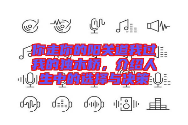 你走你的陽關(guān)道我過我的獨(dú)木橋，介紹人生中的選擇與決策