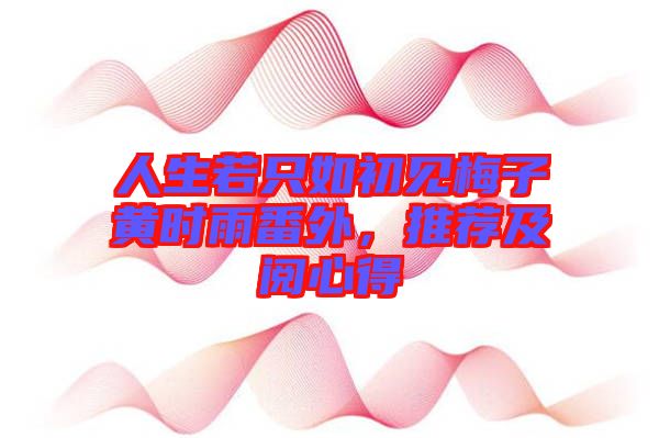 人生若只如初見梅子黃時雨番外，推薦及閱心得