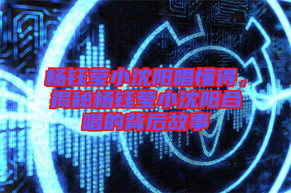 楊鈺瑩小沈陽唱懂得，揭秘楊鈺瑩小沈陽合唱的背后故事