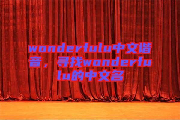 wonderfulu中文諧音，尋找wonderfulu的中文名