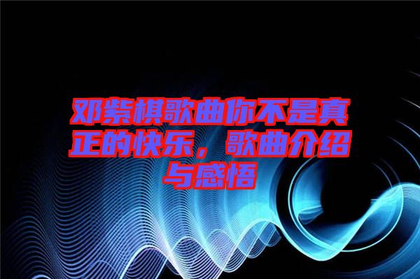 鄧紫棋歌曲你不是真正的快樂，歌曲介紹與感悟