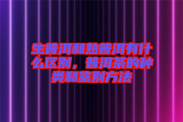 生普洱和熟普洱有什么區(qū)別，普洱茶的種類和鑒別方法