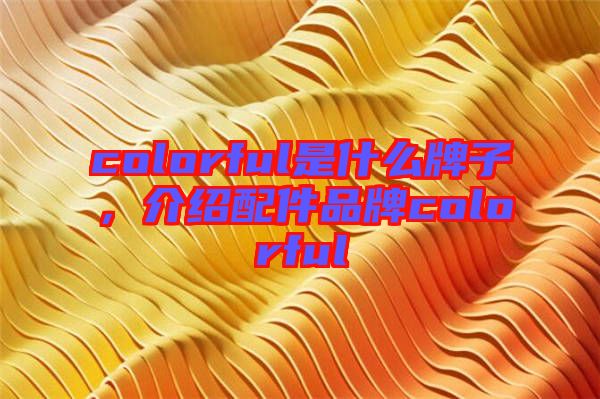 colorful是什么牌子，介紹配件品牌colorful