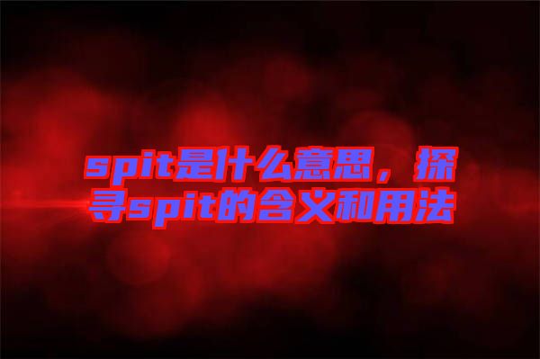 spit是什么意思，探尋spit的含義和用法