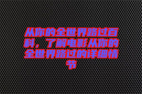 從你的全世界路過百科，了解電影從你的全世界路過的詳細(xì)情節(jié)