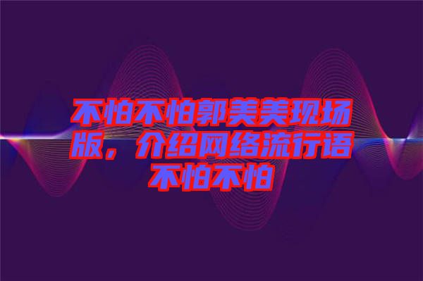 不怕不怕郭美美現(xiàn)場版，介紹網(wǎng)絡(luò)流行語不怕不怕