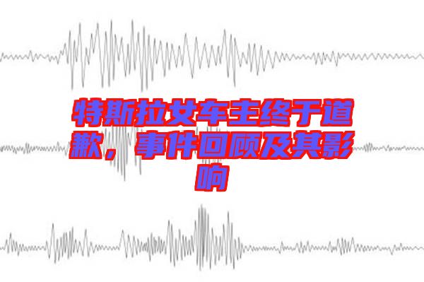 特斯拉女車主終于道歉，事件回顧及其影響