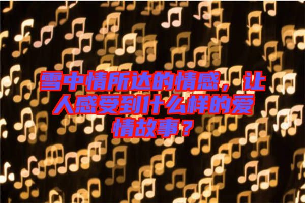 雪中情所達(dá)的情感，讓人感受到什么樣的愛情故事？