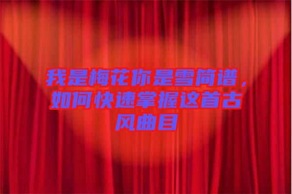 我是梅花你是雪簡譜，如何快速掌握這首古風曲目