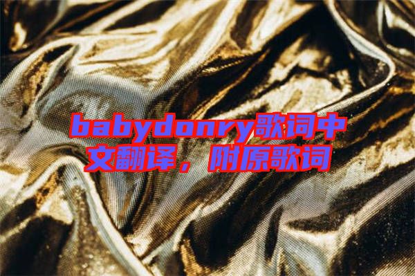 babydonry歌詞中文翻譯，附原歌詞