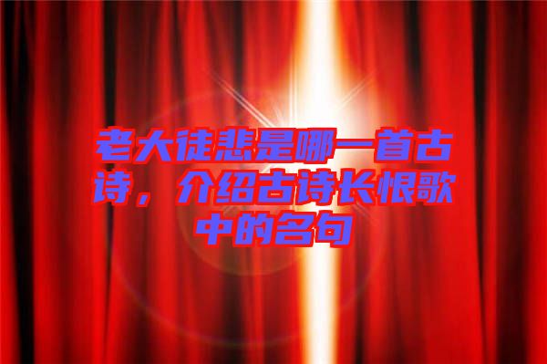 老大徒悲是哪一首古詩，介紹古詩長恨歌中的名句