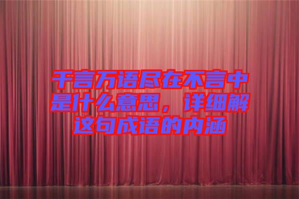 千言萬語盡在不言中是什么意思，詳細解這句成語的內(nèi)涵