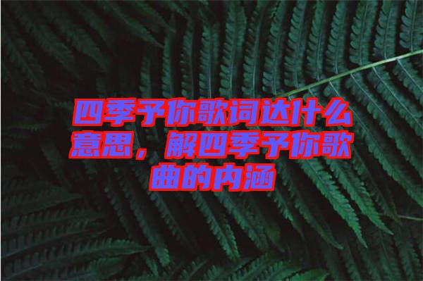 四季予你歌詞達(dá)什么意思，解四季予你歌曲的內(nèi)涵