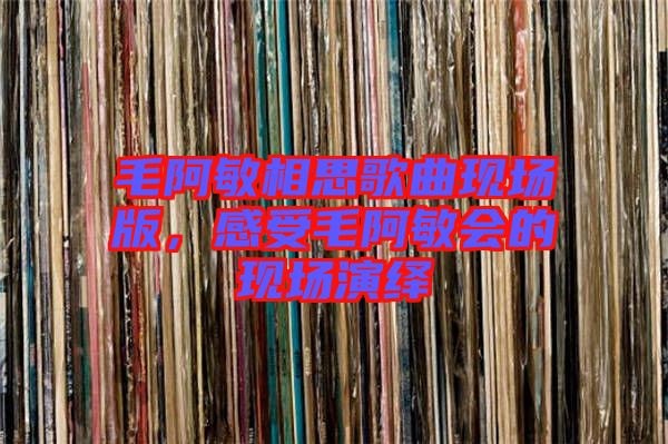 毛阿敏相思歌曲現(xiàn)場版，感受毛阿敏會的現(xiàn)場演繹