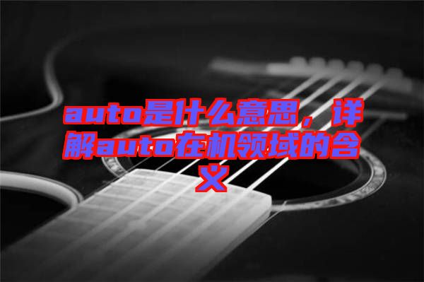 auto是什么意思，詳解auto在機領域的含義