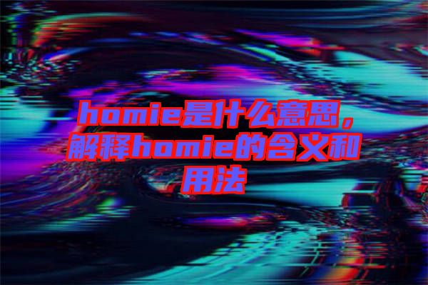 homie是什么意思，解釋homie的含義和用法