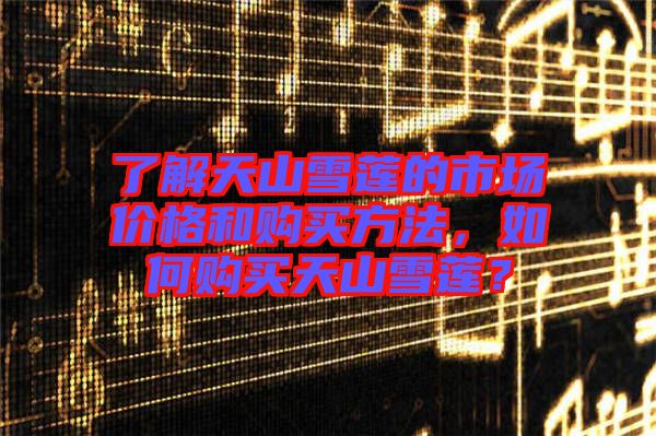 了解天山雪蓮的市場(chǎng)價(jià)格和購(gòu)買(mǎi)方法，如何購(gòu)買(mǎi)天山雪蓮？