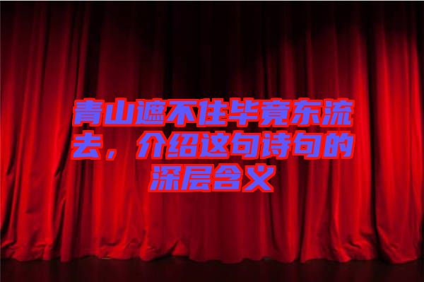 青山遮不住畢竟東流去，介紹這句詩句的深層含義