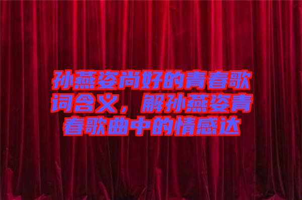 孫燕姿尚好的青春歌詞含義，解孫燕姿青春歌曲中的情感達