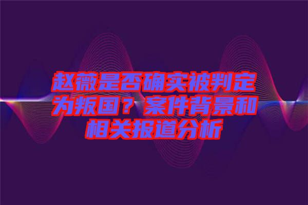 趙薇是否確實(shí)被判定為叛國(guó)？案件背景和相關(guān)報(bào)道分析