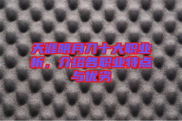 天涯明月刀十大職業(yè)析，介紹各職業(yè)特點(diǎn)與優(yōu)劣