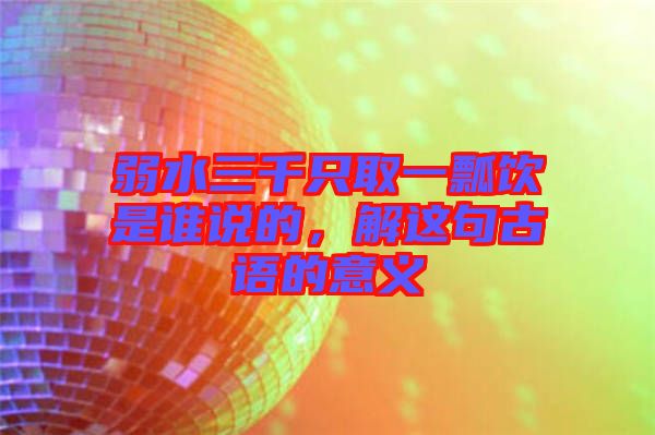 弱水三千只取一瓢飲是誰說的，解這句古語的意義