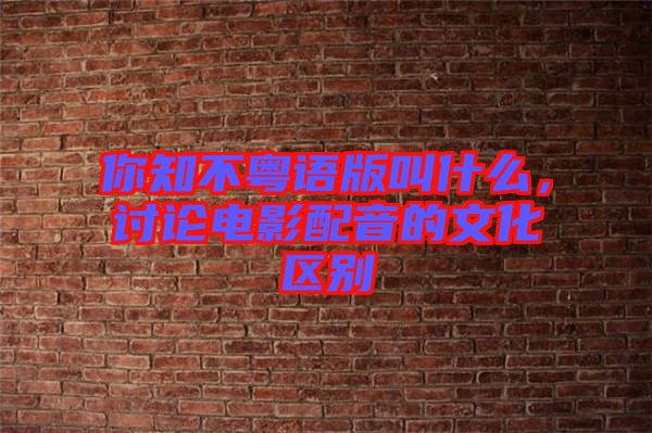 你知不粵語(yǔ)版叫什么，討論電影配音的文化區(qū)別