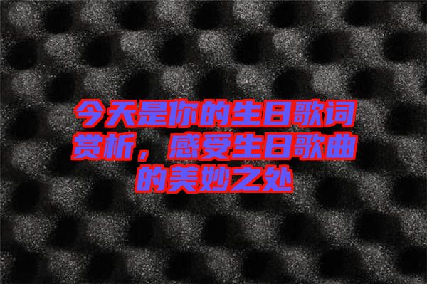 今天是你的生日歌詞賞析，感受生日歌曲的美妙之處