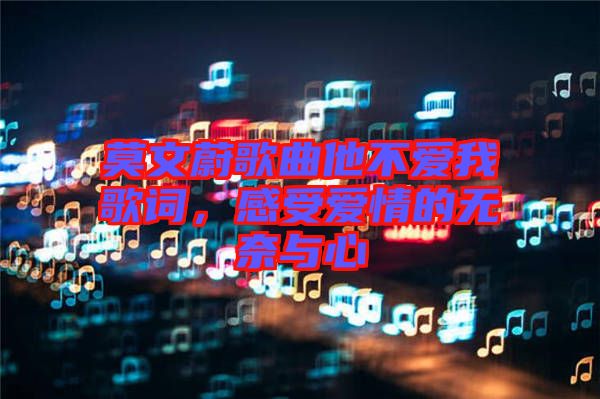莫文蔚歌曲他不愛我歌詞，感受愛情的無奈與心