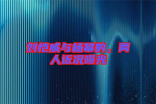 劉愷威與楊冪的，兩人近況曝光
