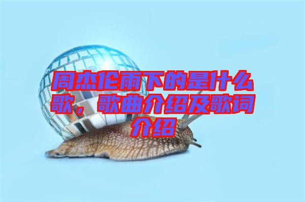 周杰倫雨下的是什么歌，歌曲介紹及歌詞介紹