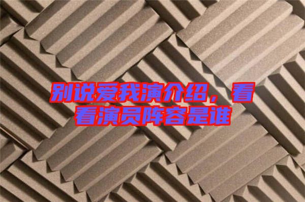 別說愛我演介紹，看看演員陣容是誰