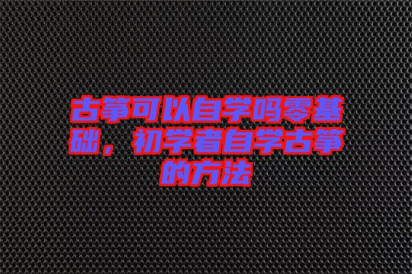 古箏可以自學嗎零基礎，初學者自學古箏的方法