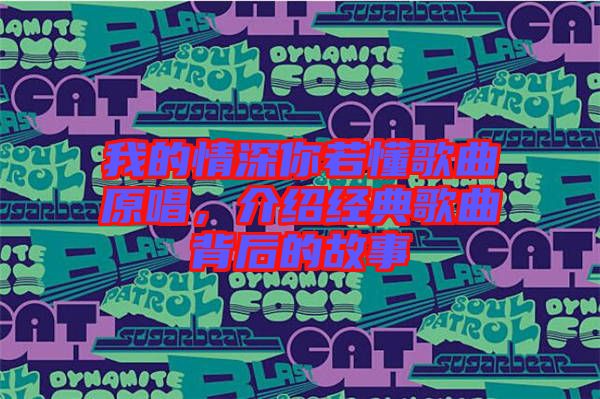 我的情深你若懂歌曲原唱，介紹經(jīng)典歌曲背后的故事