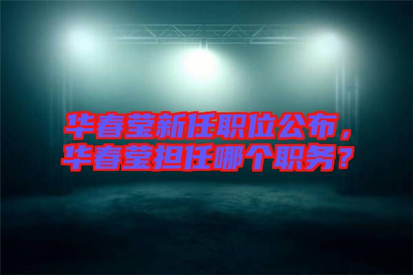 華春瑩新任職位公布，華春瑩擔任哪個職務？