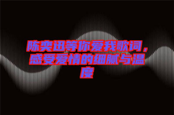 陳奕迅等你愛我歌詞，感受愛情的細膩與溫度