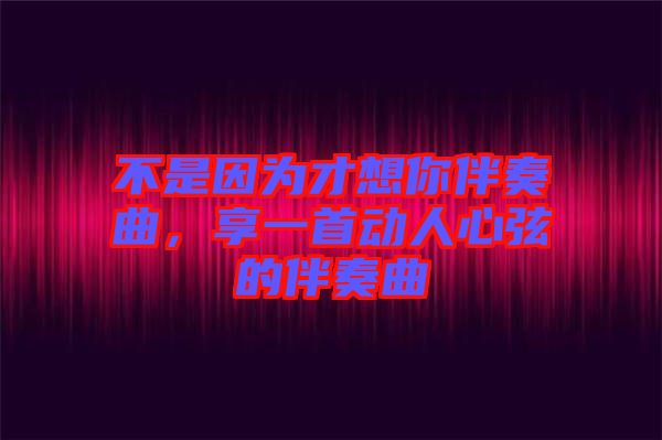不是因為才想你伴奏曲，享一首動人心弦的伴奏曲