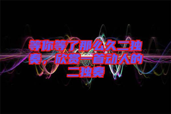等你等了那么久二獨(dú)奏，欣賞一首動人的二獨(dú)奏